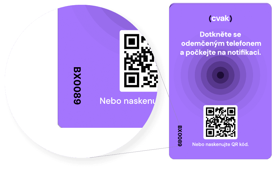 Identifikační kód NFC karty najdete v levém dolním rohu
