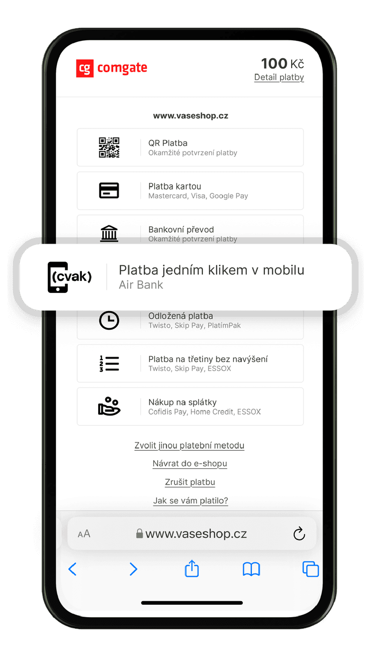 Platba jedním klikem v mobilu